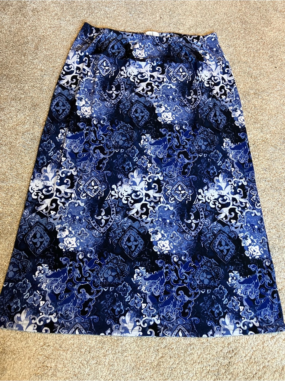 Christopher & Banks Blue and White Patterned A-Line Skirt